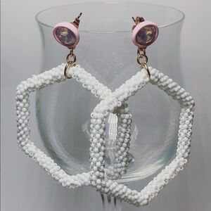 Pink Diamond dangling hexagon BP earrings